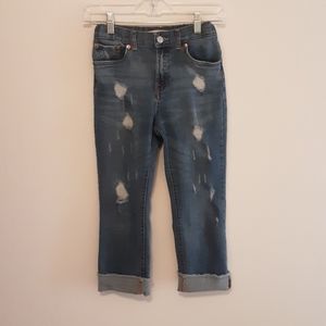 Levi's high rise ankle straight distressed jeans